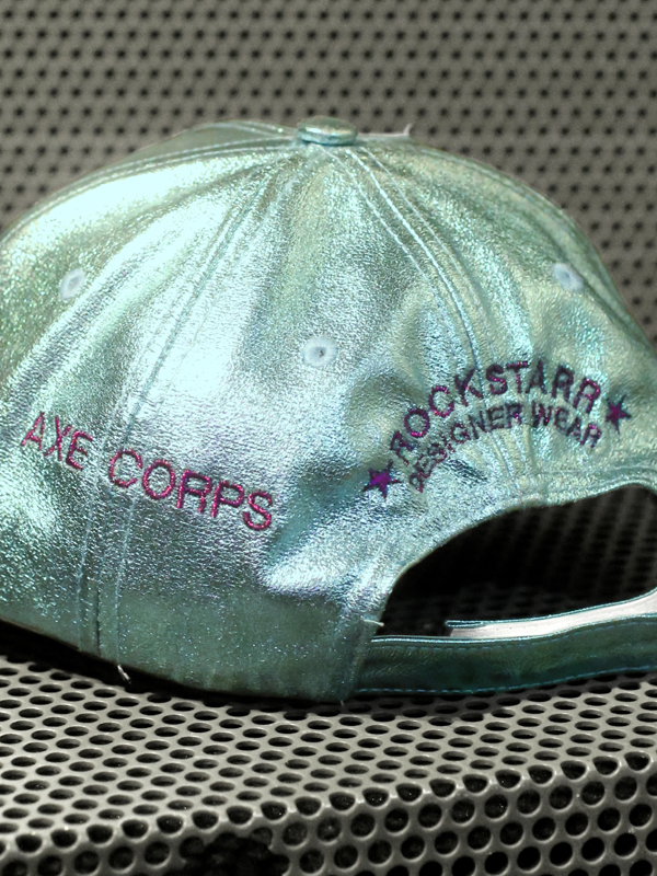 RockStarr Designer Wear Guitar Corps Shiny Aqua Hat RockStarr Designer Wear Guitar Corps Shiny Aqua Hat